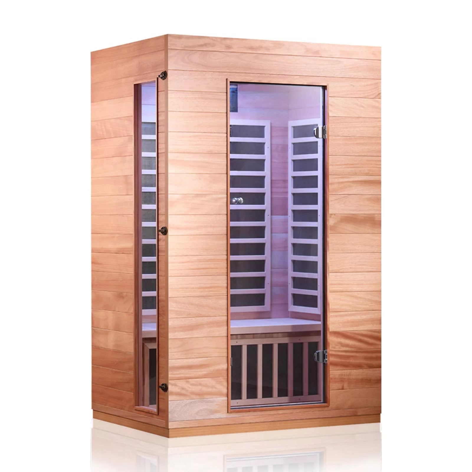 2-person Indoor Bluetooth Low EMF Far Infrared Saunas In Okoume & Hemlock Wood - The Sauna World