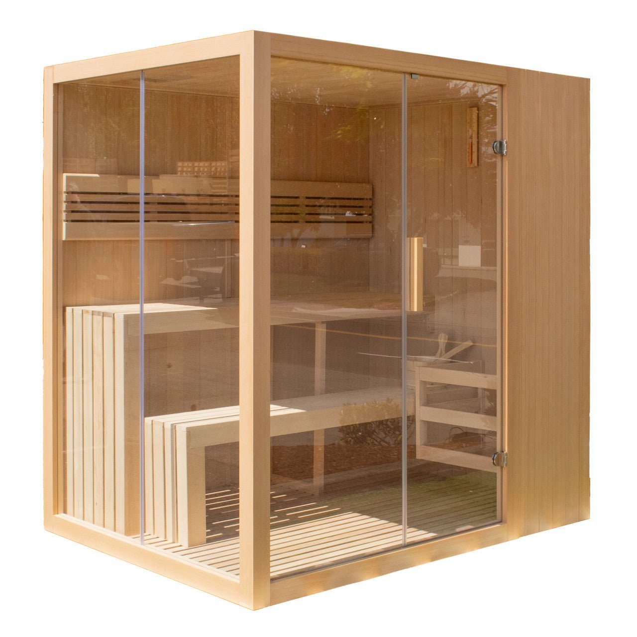 Aleko Canadian Hemlock Indoor Wet Dry Sauna with LED Lights - 4.5 kW UL Certified Heater - 4-6 Person - The Sauna World