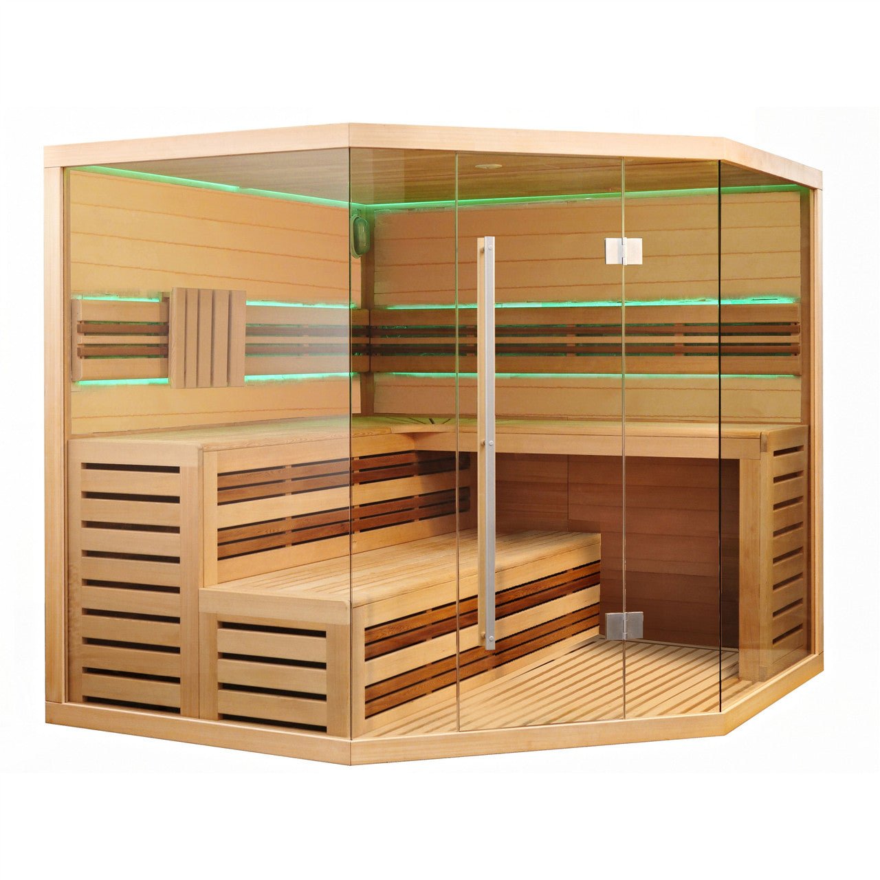 Aleko Canadian Hemlock Indoor Wet Dry Sauna with LED Lights - 6 kW UL Certified Heater - 6 Person - The Sauna World
