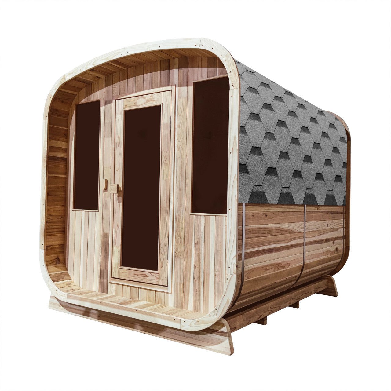 ALEKO Outdoor Rustic Cedar Square Sauna – 4 Person – 4.5 kW UL Certified Electric Heater - The Sauna World