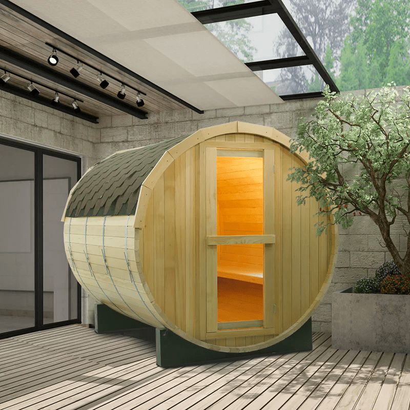 Canadian Wood Outdoor Barrel Sauna Room - The Sauna World