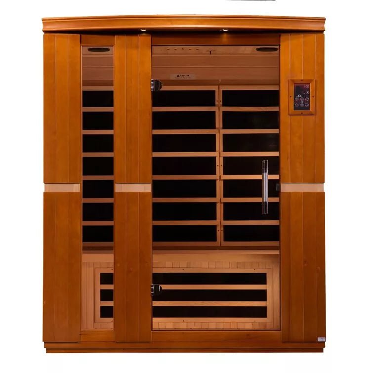 Dynamic Infrared 3 - Person Indoor Bluetooth Compatible FAR Infrared Sauna with Remote Control in Hemlock - The Sauna World
