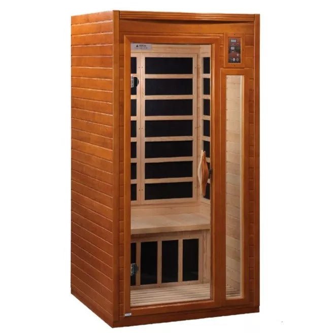 Dynamic Infrared Single Person Indoor Bluetooth Compatible FAR Infrared Sauna with Remote Control in Hemlock - The Sauna World