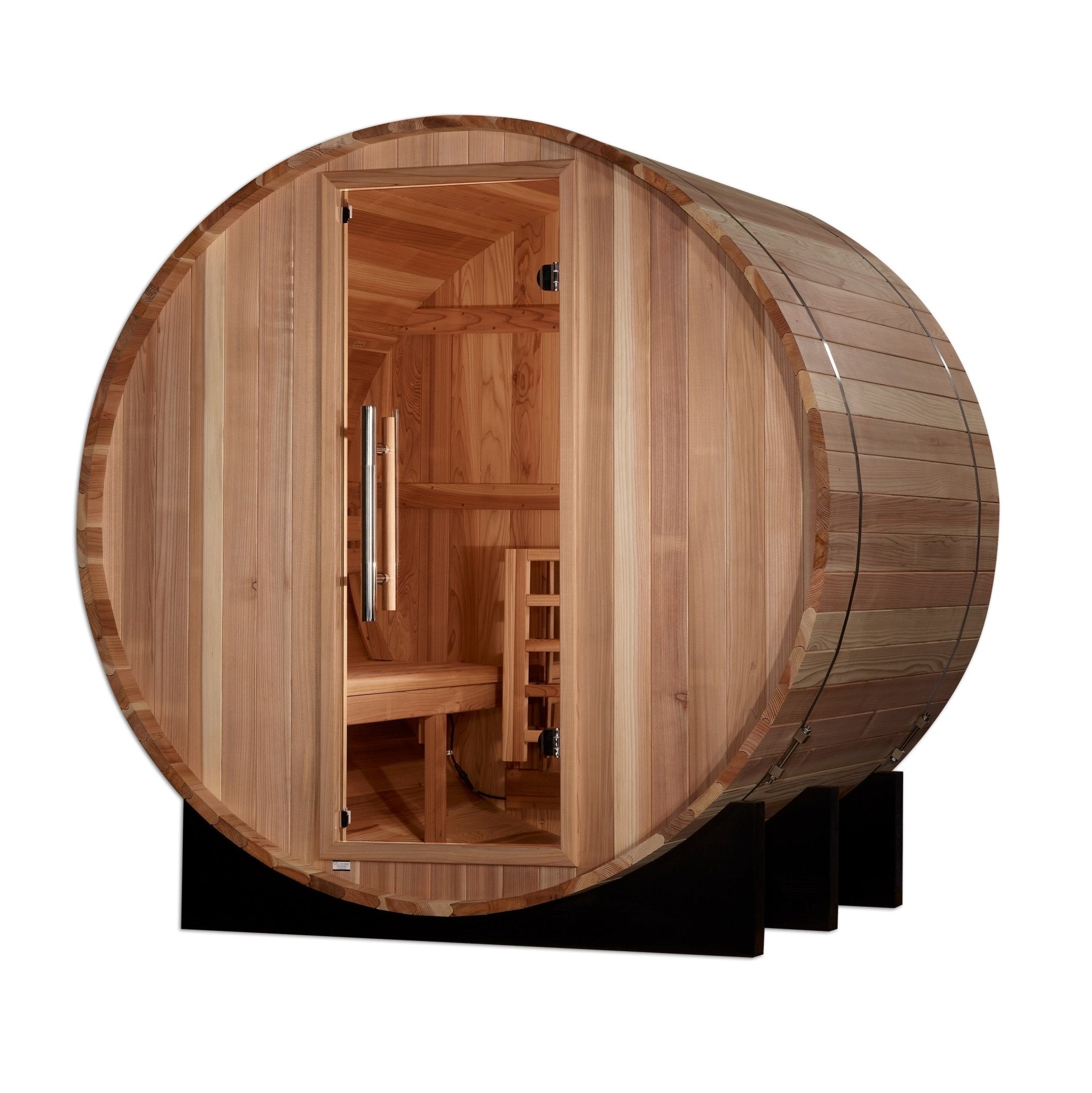 Golden Designs "St. Moritz" 2 Person Barrel Traditional Sauna - Pacific Cedar - The Sauna World
