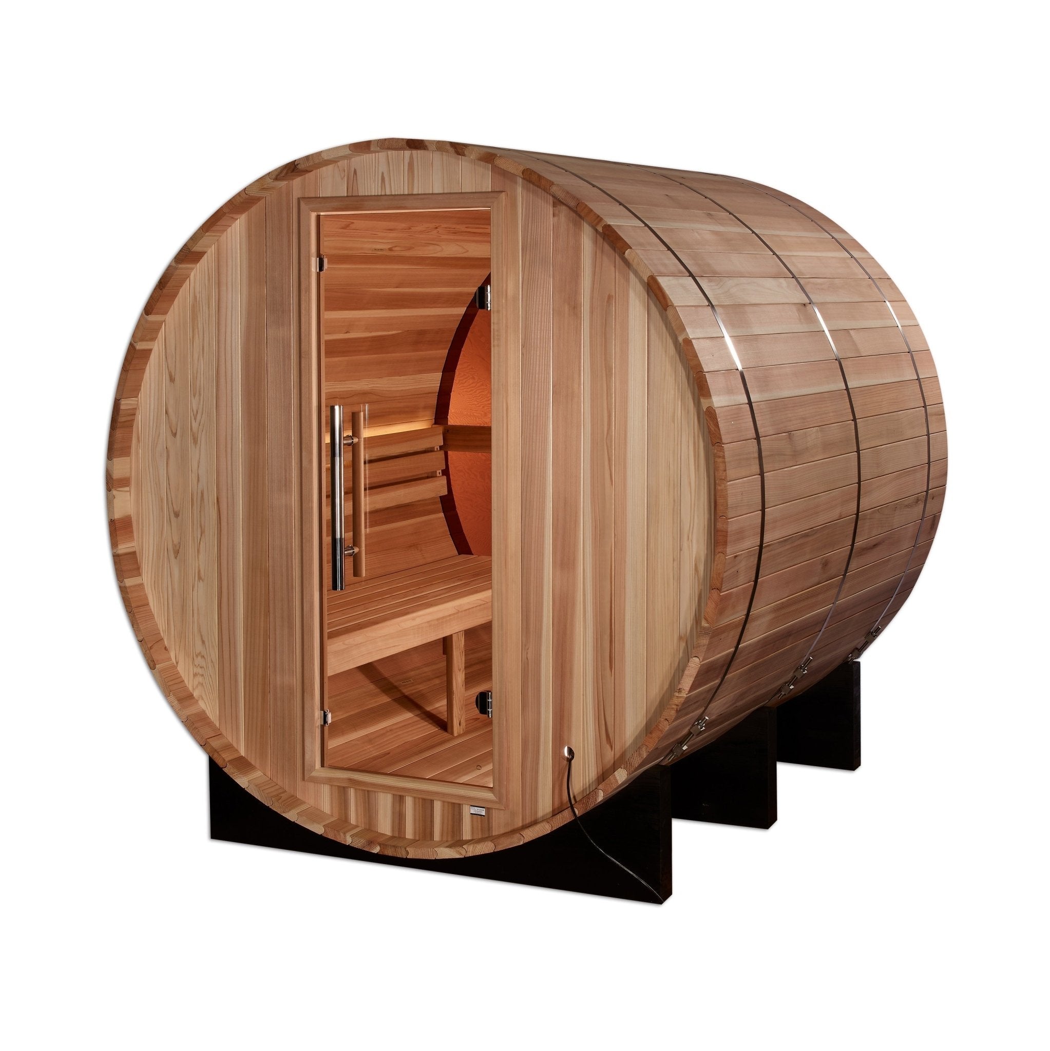 Golden Designs "Zurich" 4 Person Barrel with Bronze Privacy View - Traditional Sauna - Pacific Cedar - The Sauna World