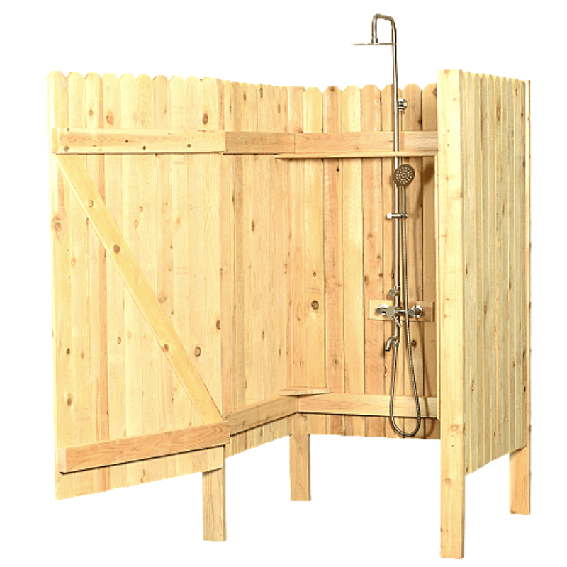 Rustic Picket Outdoor Shower With Door - The Sauna World